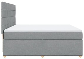 vidaXL Κρεβάτι Boxspring με Στρώμα Ανοιχτό Γκρι 180x200 εκ. Υφασμάτινο