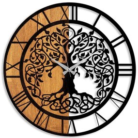 Ρολόι Τοίχου 539TNL1164 Φ56cm Walnut-Black Wallity Metal,Wood