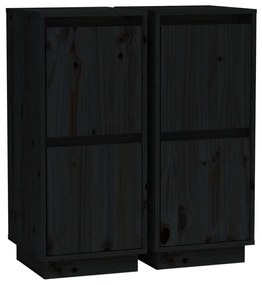 vidaXL Ντουλάπια 2 τεμ. Μαύρα 31,5 x 34 x 75 εκ. από Μασίφ Ξύλο Πεύκου