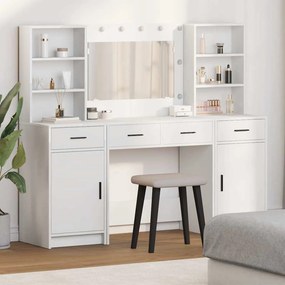 vidaXL Σετ Τραπέζι Ντυσίματος με LED 3 pcs Λευκό Επεξεργασμένο ξύλο