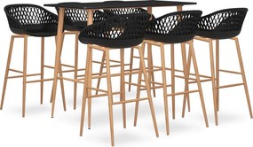 vidaXL Σετ Επίπλων Μπαρ 7 Τεμαχίων Μαύρο