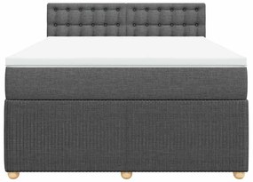 vidaXL Κρεβάτι Boxspring με Στρώμα Σκούρο Γκρι 160x200 εκ Υφασμάτινο