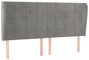 Κεφαλάρι με Πτερύγια Ανοιχτό Γκρι 183x23x118/128 εκ. Βελούδινο - Γκρι