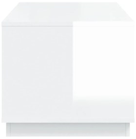 Τραπεζάκι Σαλονιού Γυαλ. Λευκό 102x50x44 εκ. Επεξεργ. Ξύλο - Λευκό