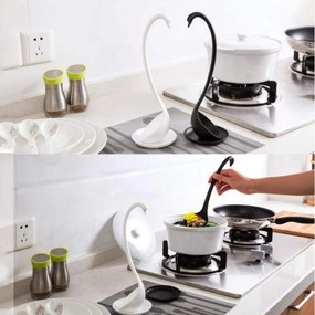 Βαθιά Κουτάλα Σούπας Πλαστική 28.5cm με Βάση Στήριξης - Μαύρο