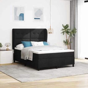 vidaXL Κρεβάτι με Στρώμα σε Μαύρο, 140x200 cm Υφάσματος