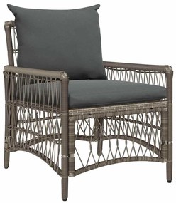vidaXL Καρέκλα Κήπου με μαξιλάρι Γκρι 73 x 61 x 77 εκ συνθετικό ρατάν