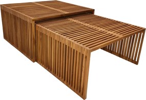 Τραπέζι Tinnie I pakoworld σετ 2τεμ teak ξύλο σε φυσική απόχρωση