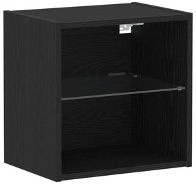 vidaXL Ντουλάπια τοίχου με LED Φωτιστικά 2 τμχ Μαύρη Βελανιδιά 40x30x30 εκ