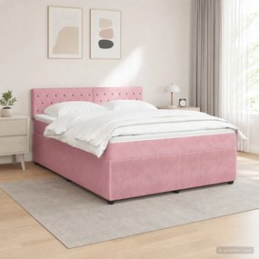 vidaXL Κρεβάτι box spring με στρώμα Ροζ 140 x 190 cm Βελούδο