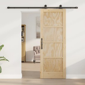vidaXL Συρόμενη Πόρτα με Σετ Εξαρτημάτων 73.5x198.5 εκ Συμπαγές Ξύλο Πεύκου