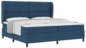 vidaXL Κρεβάτι με ελατήρια με στρώμα Μπλε 200 x 200 cm ύφασμα