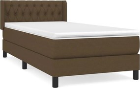 vidaXL Κρεβάτι Boxspring με Στρώμα Σκούρο Καφέ 100x200 εκ. Υφασμάτινο