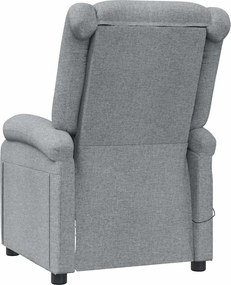 vidaXL Πολυθρόνα Μασάζ Ανοιχτό Γκρι Υφασμάτινη