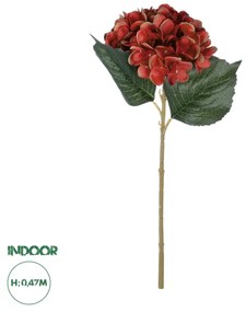 GloboStar® Artificial Garden RED HYDRANGEA BRANCH 21174 Τεχνητό Διακοσμητικό Κλαδί Ορτανσίας Κόκκινης  Y47cm