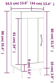 Ντουλάπι Λευκό 34,5 x 34 x 90 εκ. από Επεξεργασμένο Ξύλο - Λευκό