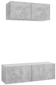 vidaXL Έπιπλα Τηλεόρασης Σετ 2 τεμ. Γκρι Σκυροδέματος από Επεξ. Ξύλο