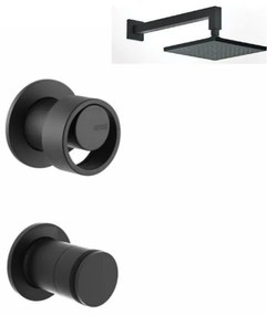 Armando Vicario Halo Black Matt Ανακλινόμενη Κεφαλή Τετράγωνη 20εκ+Μπράτσο Τοίχου+Μίκτης εντ.+εκτροπέας περιστροφικός 2 εξ