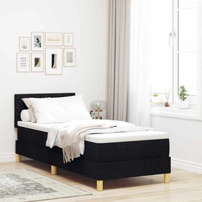 vidaXL Κρεβάτι Box Spring με Μαξιλάρι & LED Μαύρο 80x200 εκ Ύφασμα