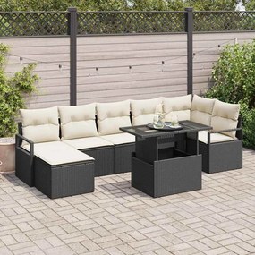 vidaXL Σετ Καναπέ Κήπου με μαξιλάρι 8 pcs Μαύρο και κρεμ