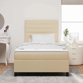 vidaXL Κρεβάτι με ελατήρια με στρώμα Κρεμ 120 x 190 cm ύφασμα