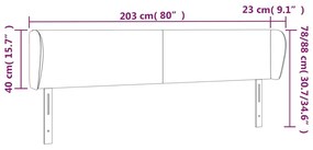 Κεφαλάρι με Πτερύγια Γκρι 203x23x78/88 εκ. Συνθετικό Δέρμα 3116976