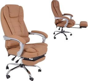 BF9700 Relax Πολυθρόνα Γραφείου Διευθυντή, με Υποπόδιο, Βάση Χρώμιο,PU Μπεζ   1τμχ