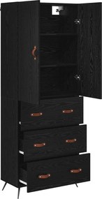 vidaXL Highboard Μαύρη Οξυά 69,5 x 34 x 180 εκ. Επεξεργασμένο Ξύλο