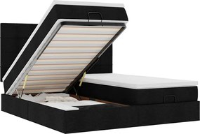 vidaXL Οθωμανικό κρεβάτι με στρώματα Μαύρο 180x200cm Ύφασμα