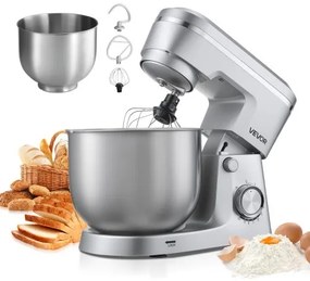 VEVOR Stand Mixer, 4.2 L+5.7 L Electric Kitchen Mixer, 1500W Dough-Mixer, 10 Speeds Tilt-head Food-Mixer with Stainless Steel Bowls, Dough Hook, Whisk, Beater, for Baking, Mixing, Whipping &amp; Kneading
