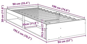 Καναπές Κρεβάτι Χωρίς Στρώμα Καφέ 90x190 εκ. Μασίφ Ξύλο Πεύκου - Καφέ