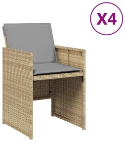 vidaXL Καρέκλες Κήπου 4 τεμ. Μικτό Μπεζ Συνθετικό Ρατάν με Μαξιλάρια