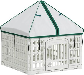 vidaXL 4 Πάνελ Τσουληθράκι με Σκεπή 60 x 60 x 82 εκ Πλαστικό Λευκό