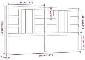 vidaXL Κεφαλάρι Κρεβατιού Γκρι 186 x 4 x 100 εκ. από Μασίφ Ξύλο Πεύκου