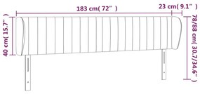 Κεφαλάρι με Πτερύγια Ανοιχτό Γκρι 183x23x78/88 εκ. Βελούδινο - Γκρι