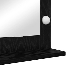 vidaXL Καθρέφτης Vanity με LED Φώτα Μαύρο Δρυς 80x45x18 εκ.