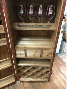 EXTREME INTERIOR DESIGN WOOD WINE RACK SUITCASE LEATHER 99334