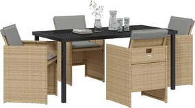 vidaXL Σέτ φαγητού για κήπο 5 pcs Μπεζ συνθετικό ρατάν