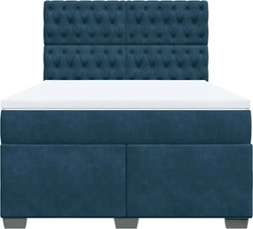 vidaXL Κρεβάτι Boxspring με Στρώμα Μπλε 140x200 εκ. Βελούδινο