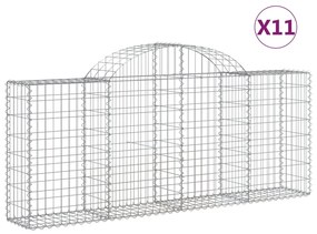 vidaXL Συρματοκιβώτια Τοξωτά 11 τεμ. 200x30x80/100 εκ. Γαλβαν. Ατσάλι