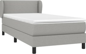 vidaXL Κρεβάτι Boxspring με Στρώμα Ανοιχτό Γκρι 100x200 εκ. Υφασμάτινο