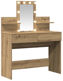 vidaXL Τραπέζι Μακιγιάζ με LED Ξύλο Artisan 100x40x130 εκ