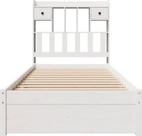 vidaXL Κρεβάτι Βιβλιοθήκη Χωρίς Στρώμα Λευκό 75x190 εκ Μασίφ Πεύκο