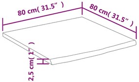 Επιφάνεια Γραφείου Τετράγωνη 80x80x2,5 εκ. Μασίφ Ξύλο Ακακίας - Καφέ