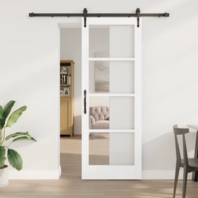 vidaXL Σετ Συρόμενης Πόρτας με Εξαρτήματα Λευκό 78x211 cm Μασίφ Ξύλο Πεύκο