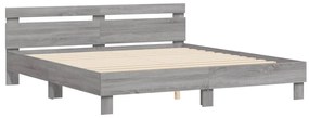 vidaXL Πλαίσιο Κρεβατιού με Κεφαλάρι/LED Γκρι Sonoma 160x200 εκ.