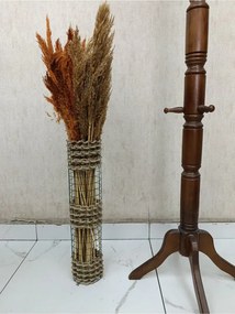Stewehome Βάζο από πλεκτή ψάθα τριπλής πλέξης Χακί