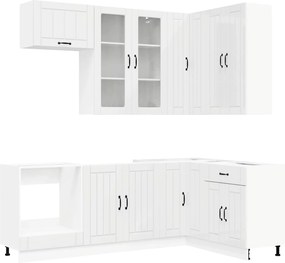 vidaXL Μονάδα κουζίνας LUCCA 8 pcs Γυαλιστερό Λευκό Επεξεργασμένο Ξύλο