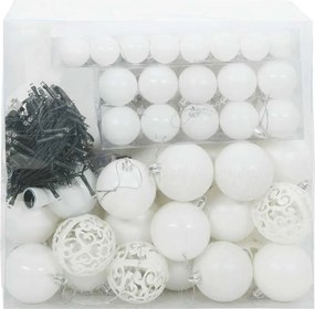 vidaXL Σετ Χριστουγεννιάτικων Στρογγυλών Μπαλίτσων 120 pcs Λευκό