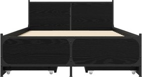 vidaXL Κρεβάτι με Κεφαλάρι Μαύρη Δρυς 80 x 200 cm Επεξεργασμένο Ξύλο